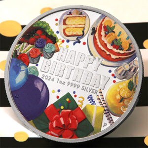 1oz Silbermünze "Happy Birthday", koloriert