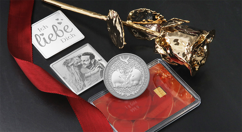 Verschiedene Geschenkideen zum Thema Liebe aus Gold und Silber