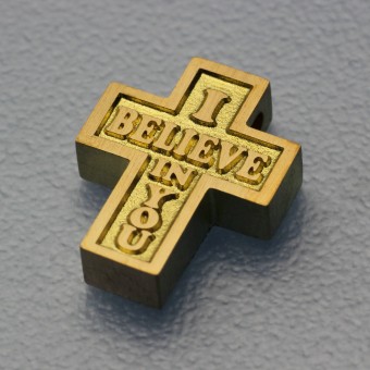 Kreuz Anhänger 14K / 585 Gold "I Believe in You"