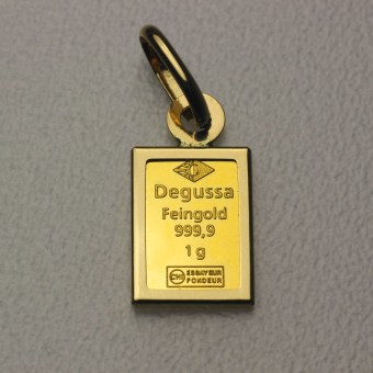 Goldbarren Anhänger 1g Gold Degussa