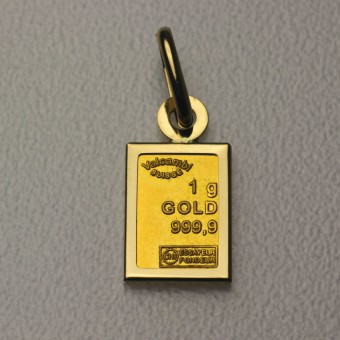 Goldbarren Anhänger 1g Gold Valcambi