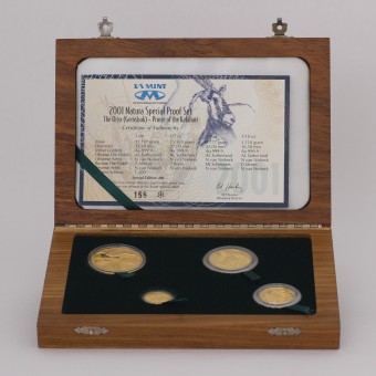 Goldmünzen "The Oryx" 2001 (PP) Set 4-teilig Natura Monarchs of Africa (Südafrika)
