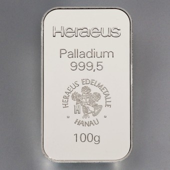 Palladiumbarren 100g HERAEUS (999,5 Pd) 