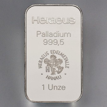 Palladiumbarren 1oz Heraeus (999,5 Pd) 