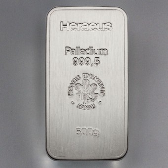 Palladiumbarren 500g Heraeus (999,5 Pd) 