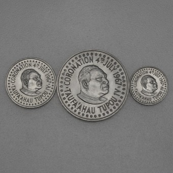 Palladiummünzen "Coronation 1967 Set" 1 Hau + 1/2 Hau + 1/4 Hau (Tonga)