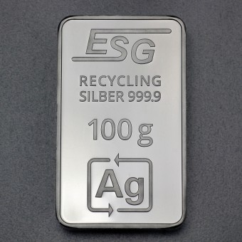 Recycling Silberbarren 100g ESG 