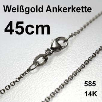 Weißgoldkette 585er/45 cm "Anker-Form" (14 kt WG) 