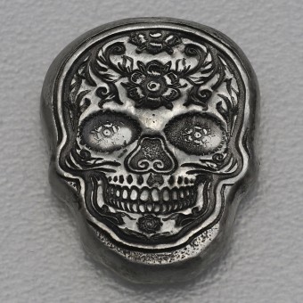 Silber 3-D Barren "Sugar Skull - Marigold" 1oz Day of the Dead