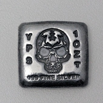 Silber 3-D Barren "Totenkopf-Barren" 1oz, gegossen 