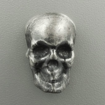 Silber 3-D Barren "Totenkopf" 100g, Patina 