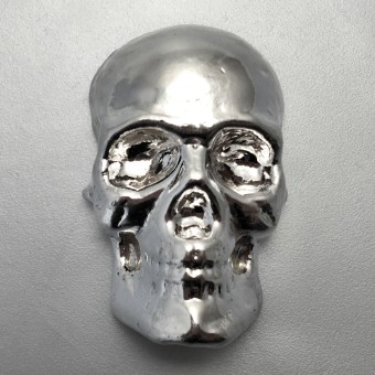 Silber 3-D Barren "Totenkopf" 100g, gegossen 