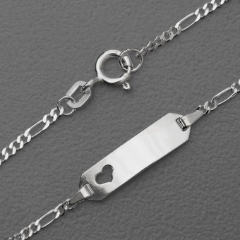 Silber Kinder-Armband 925er/16cm "Herz" gravierb. (Sterling)