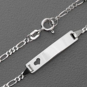 Silber Kinder-Armband 925er/18,5cm "Herz" gravierb (Sterling)