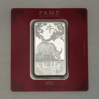 Silberbarren 100g "Ochse 2021" Lunar PAMP 