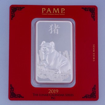 Silberbarren 100g "Schwein 2019" Lunar PAMP 