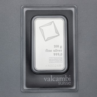 Silberbarren 100g Valcambi, Blister 