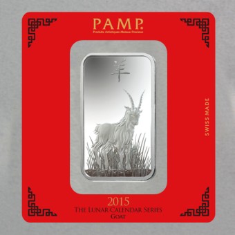 Silberbarren 100g "Ziege 2015" Lunar Pamp 