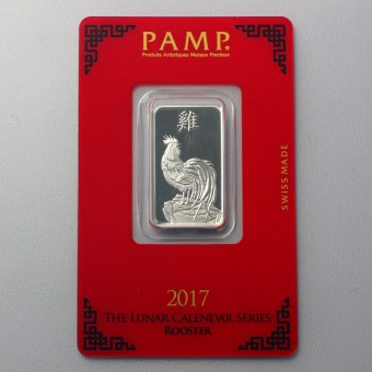 Silberbarren 10g "Hahn 2017" Lunar PAMP 