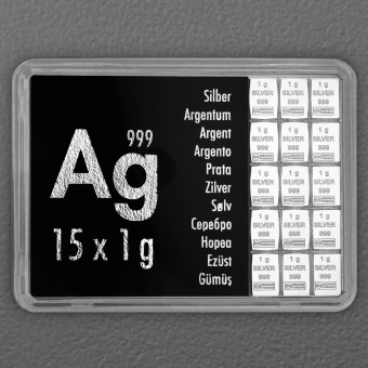 Silberbarren 15 x 1g "Ag International" (Motivbox) 