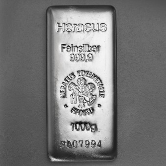 Silberbarren 1kg/1000g HERAEUS gegossen 