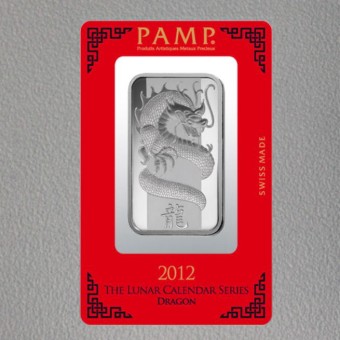 Silberbarren 1oz "Drache 2012" Lunar PAMP 