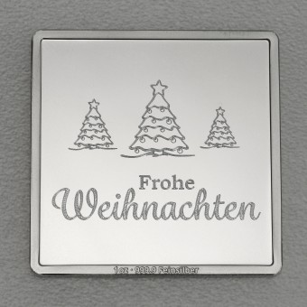 Silberbarren 1oz "Frohe Weihnachten" Gravurbarren quadratisch