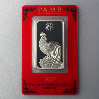 Silberbarren 1oz "Hahn 2017" Lunar PAMP 