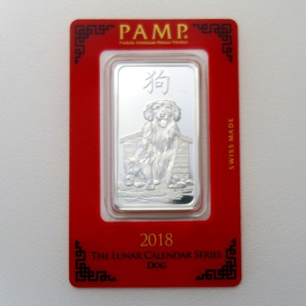 Silberbarren 1oz "Hund 2018" Lunar PAMP 