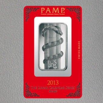 Silberbarren 1oz "Schlange 2013" Lunar Pamp 