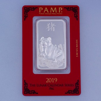 Silberbarren 1oz "Schwein 2019" Lunar PAMP 