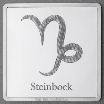 Silberbarren 1oz "Sternzeichen Steinbock" Gravurbarren quadratisch