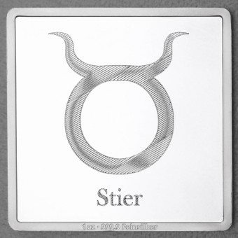 Silberbarren 1oz "Sternzeichen Stier" Gravurbarren quadratisch