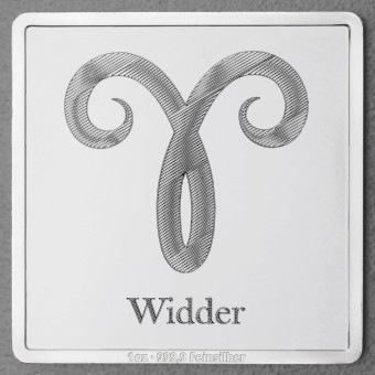 Silberbarren 1oz "Sternzeichen Widder" Gravurbarren quadratisch