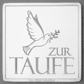 Silberbarren 1oz "Zur Taufe" Gravurbarren quadratisch