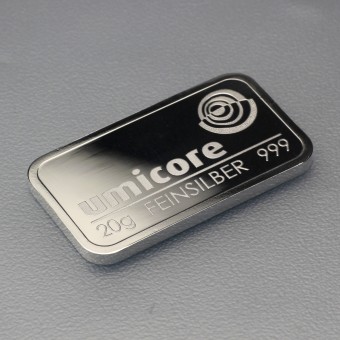 Silberbarren 20g Umicore, geprägt 