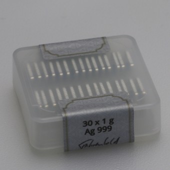 Silberbarren 30x 1g "Geiger Quadratbarren" in Box