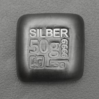 Silberbarren 50g ESG, quadratisch, gegossen 