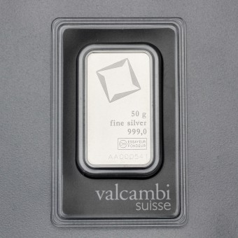 Silberbarren 50g VALCAMBI, Blister 