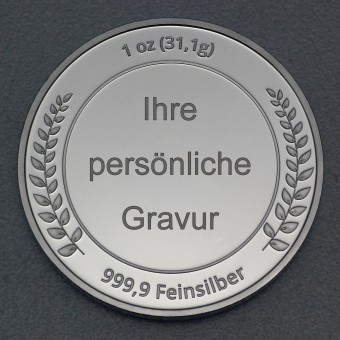 Silbermedaille 1oz (Lorbeerkranz), gravierbar 