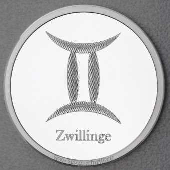 Silbermedaille 1oz "Sternzeichen Zwillinge" Gravurmedaille