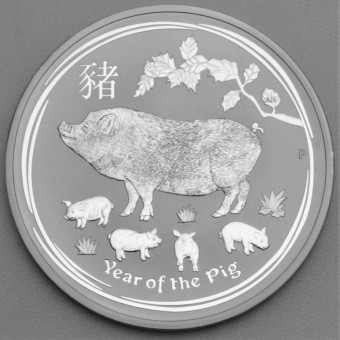 Silbermünze 10oz "Schwein" 2019 Lunar II – Year of the Pig (Australien)