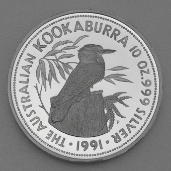 Silbermünze 10oz "Kookaburra" 1991 (PP) (Australien)