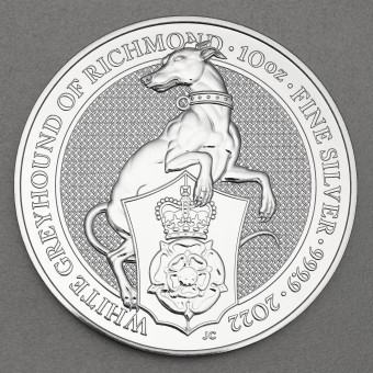 Silbermünze 10oz "White Greyhound of Richmond" 2022 The Queen's Beasts (Großbritannien)