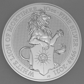 Silbermünze 10oz "White Lion of Mortimer" 2021 The Queen's Beasts (Großbritannien)