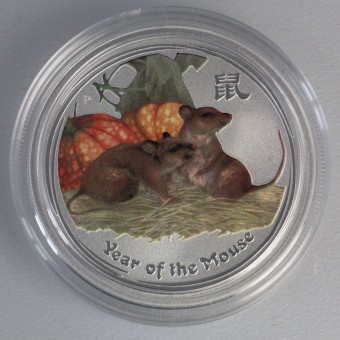 Silbermünze 1/2oz "Maus" 2008 (koloriert) Lunar II – Year of the Mouse (Australien)