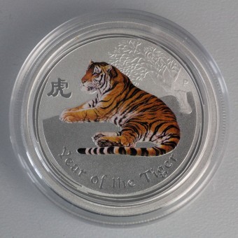 Silbermünze 1/2oz "Tiger" 2010 (koloriert) Lunar II – Year of the Tiger (Australien)