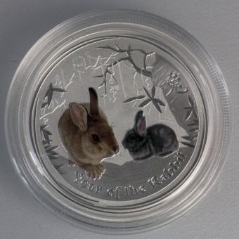 Silbermünze 1/2oz "Hase" 2011 (koloriert) Lunar II – Year of the Rabbit (Australien)
