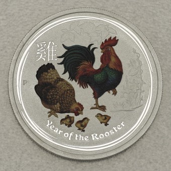Silbermünze 1/2oz "2017 Hahn coloriert" Lunar II 
