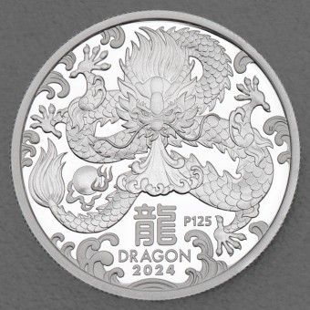 Silbermünze 1/2oz "2024 Drache" Lunar III (PP) Polierte Platte / Year of the Dragon